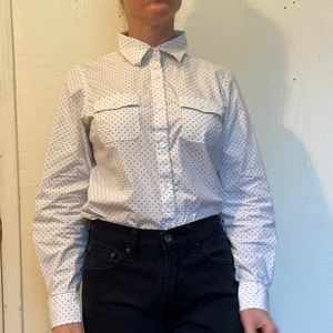 Crisp White with Black Polka Dots LL Bean